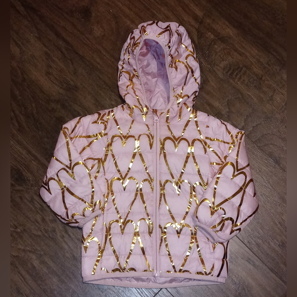 No name girls coat pink/gold size 2T.